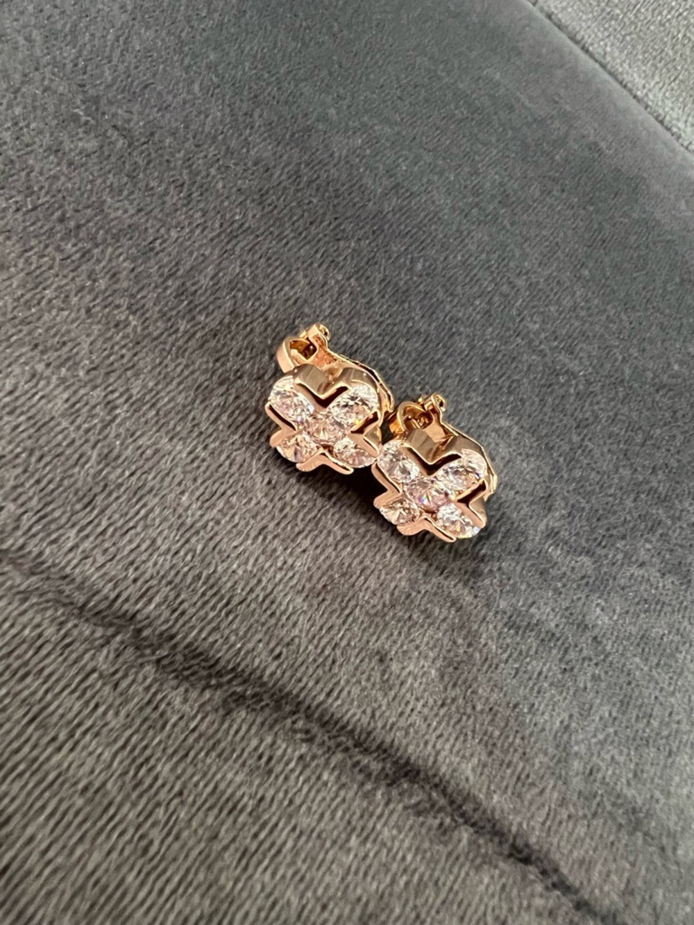 Rose Gold Floral Crystal Stud Earrings for Women
